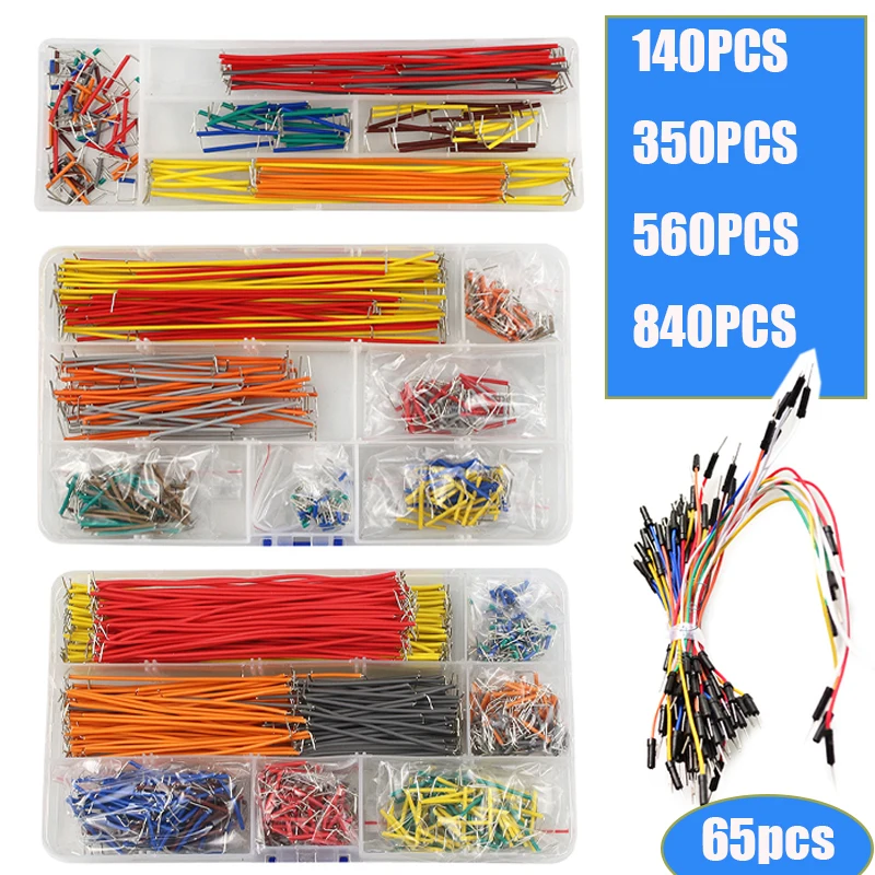 Diy Electronics Breadboard - 65/140/350/560/840 unidades/caixa kit de cabo de
