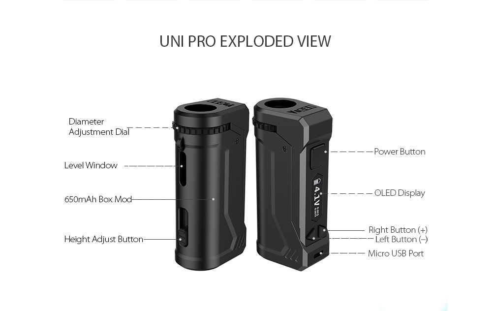 Origem yocan uni pro bateria 6 - Diy Vape Electronics avaliação e preço